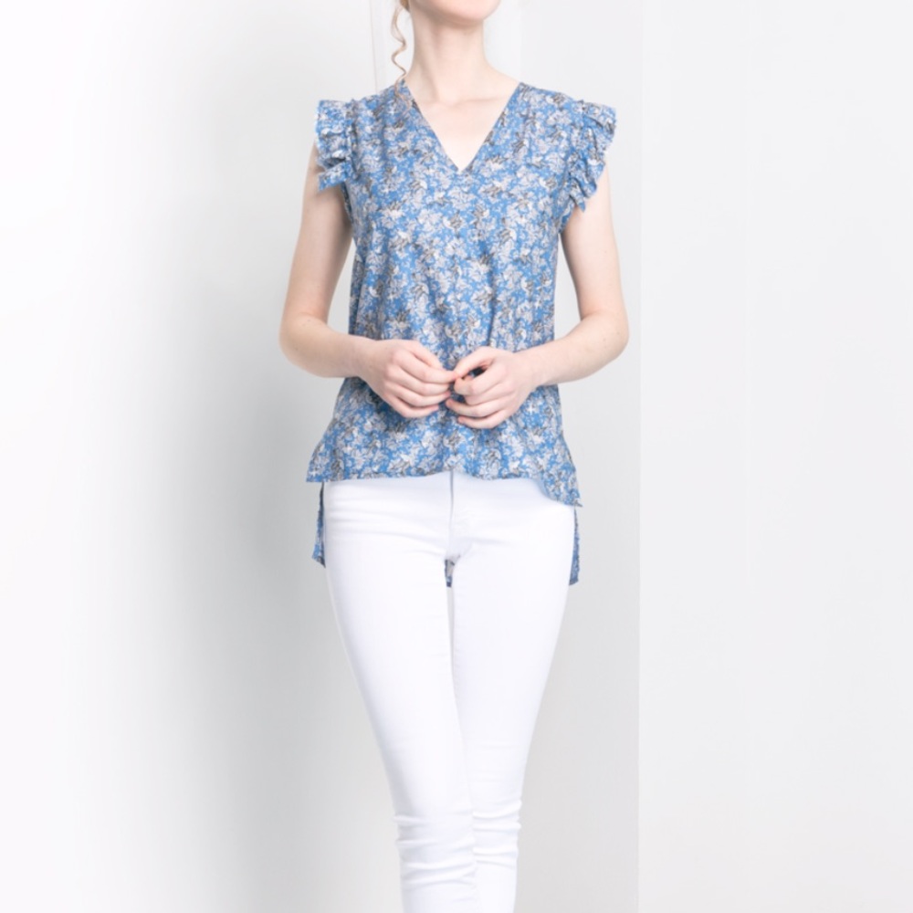 Sophia Reyes Blue Hummingbird Avery Blouse NWT